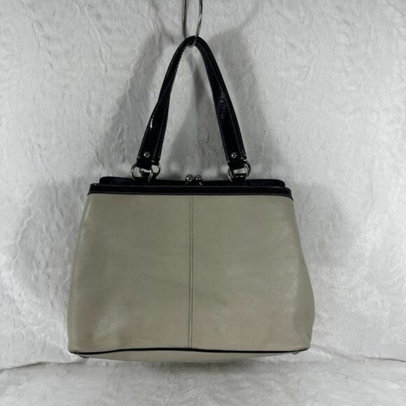 Vintage Coach Laura Leather Spectator Carryall Hand Bag Tote Off White Bone - Picture 3 of 16